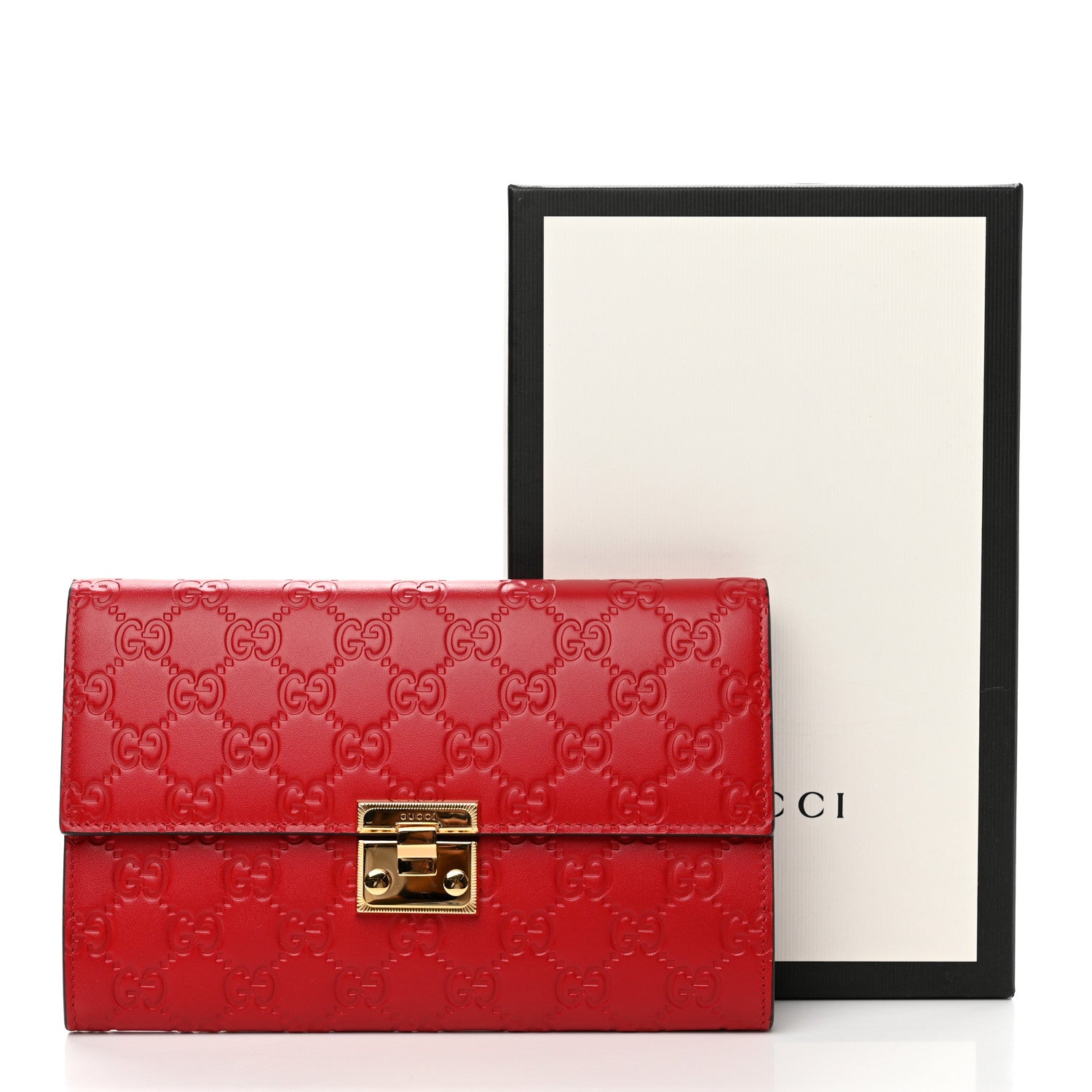 Gucci Guccissima Padlock Clutch Hibiscus Red 8 of 8