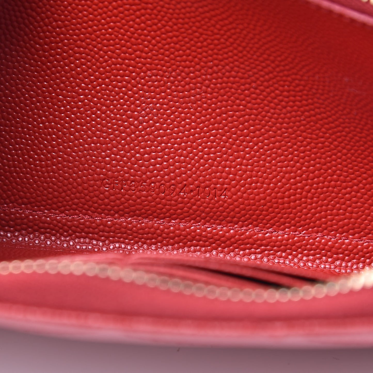 Grain De Poudre Matelasse Chevron Monogram Zip Around Wallet Lipstick Red