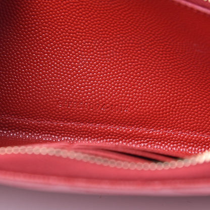 Saint Laurent Grain De Poudre Matelasse Chevron Monogram Zip Around Wallet Lipstick Red 7 of 10