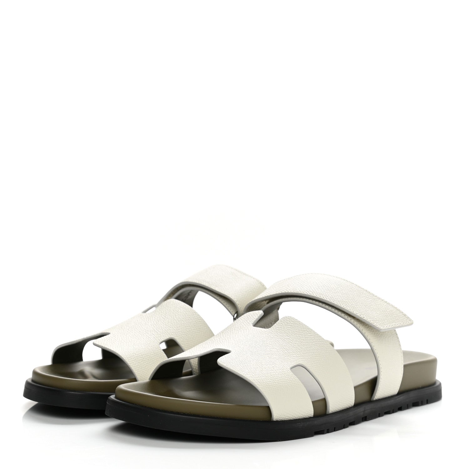 Hermes Epsom Mens Chypre Sandals 44 Beige Glaise Vert Toundra 3 of 8