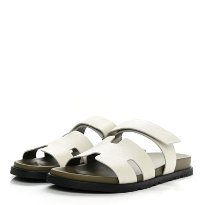 Hermes Epsom Mens Chypre Sandals 44 Beige Glaise Vert Toundra 3 of 8
