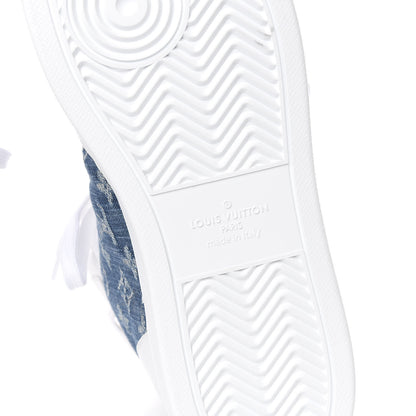 Louis Vuitton Calfskin Monogram Denim Rivoli High Top Sneakers 11.5 White 6 of 10