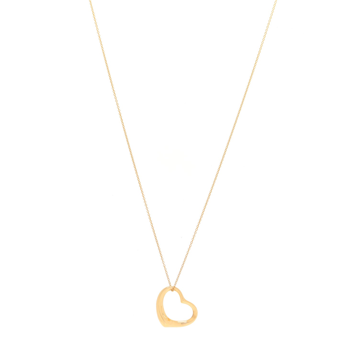 18K Yellow Gold 22mm Elsa Peretti Open Heart Pendant Necklace