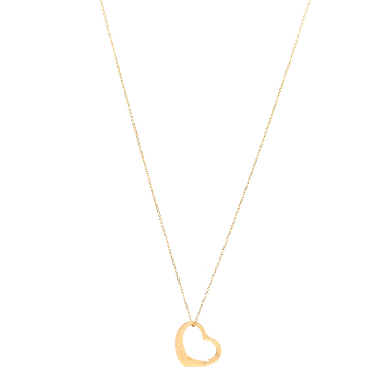 Tiffany 18K Yellow Gold 22mm Elsa Peretti Open Heart Pendant Necklace 1 of 6