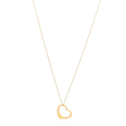 Tiffany 18K Yellow Gold 22mm Elsa Peretti Open Heart Pendant Necklace 1 of 6
