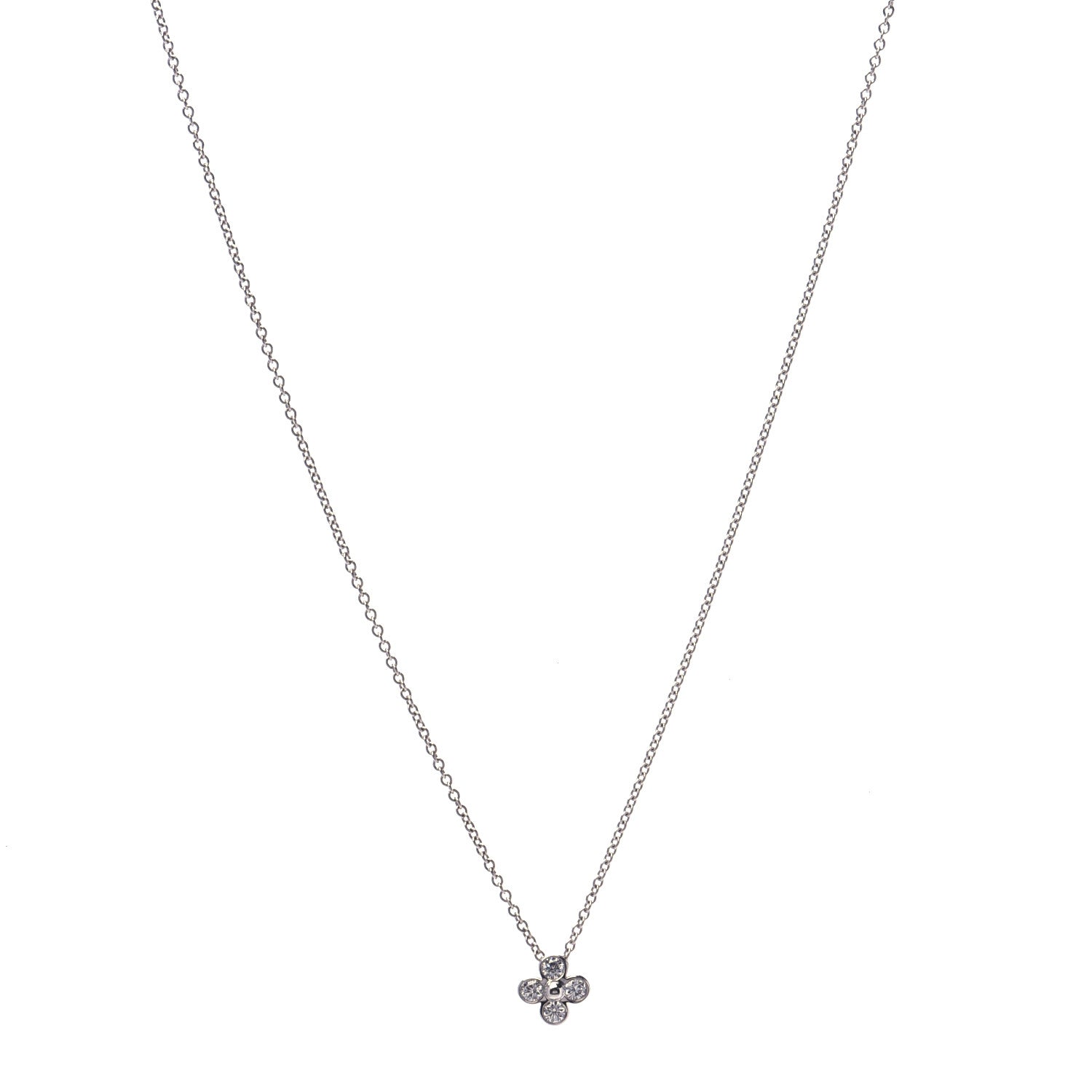 Tiffany Platinum Diamond .10ctw Flower Pendant Necklace 1 of 6