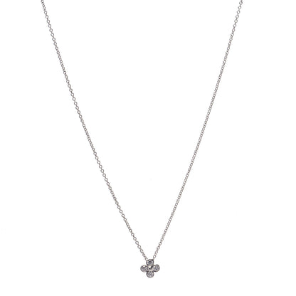 Tiffany Platinum Diamond .10ctw Flower Pendant Necklace 1 of 6