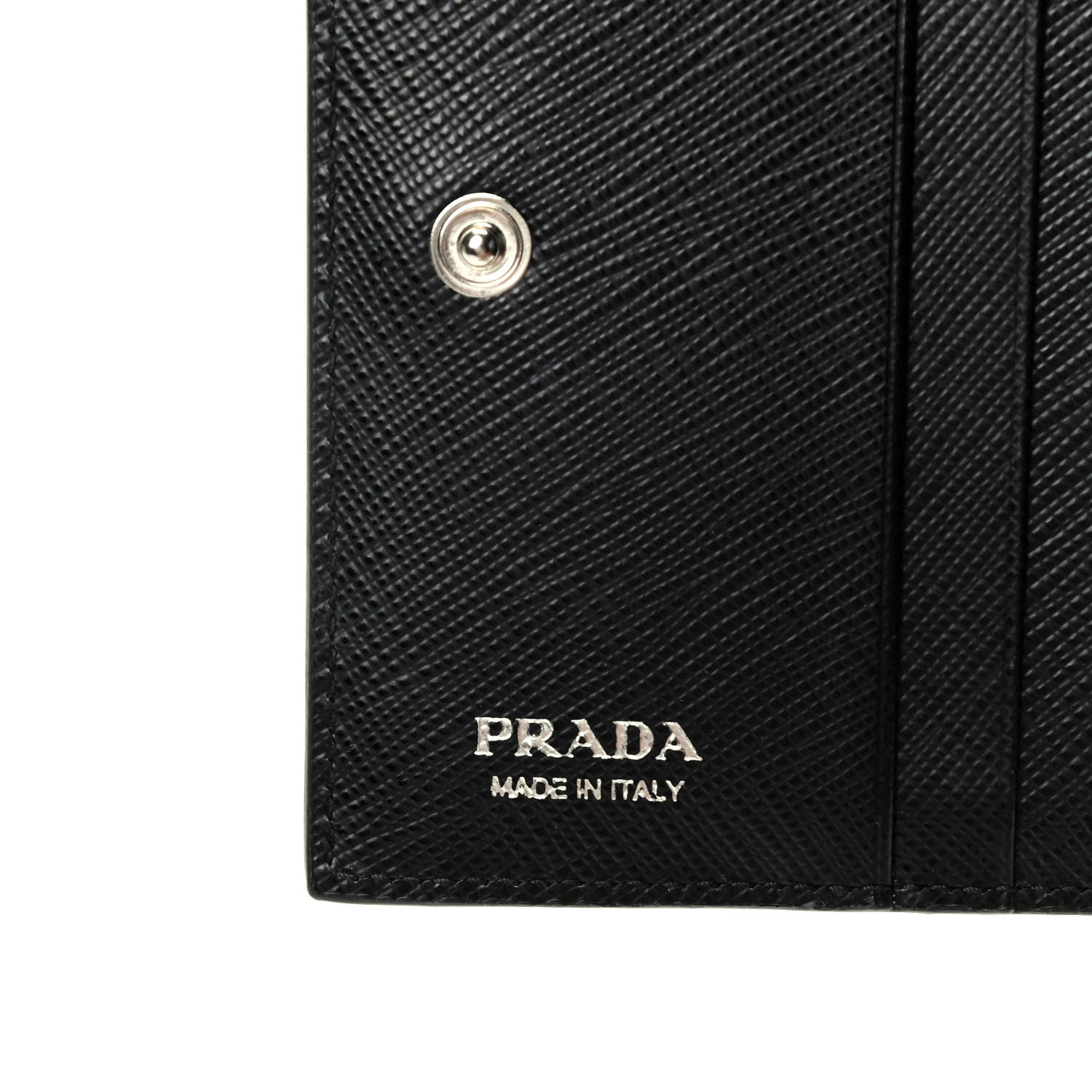Prada Saffiano Floral Print Bi-Fold Wallet Black 6 of 7