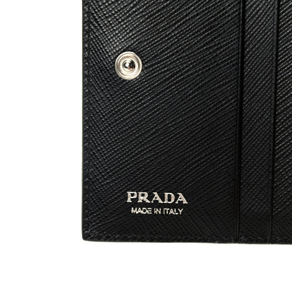 Prada Saffiano Floral Print Bi-Fold Wallet Black 6 of 7
