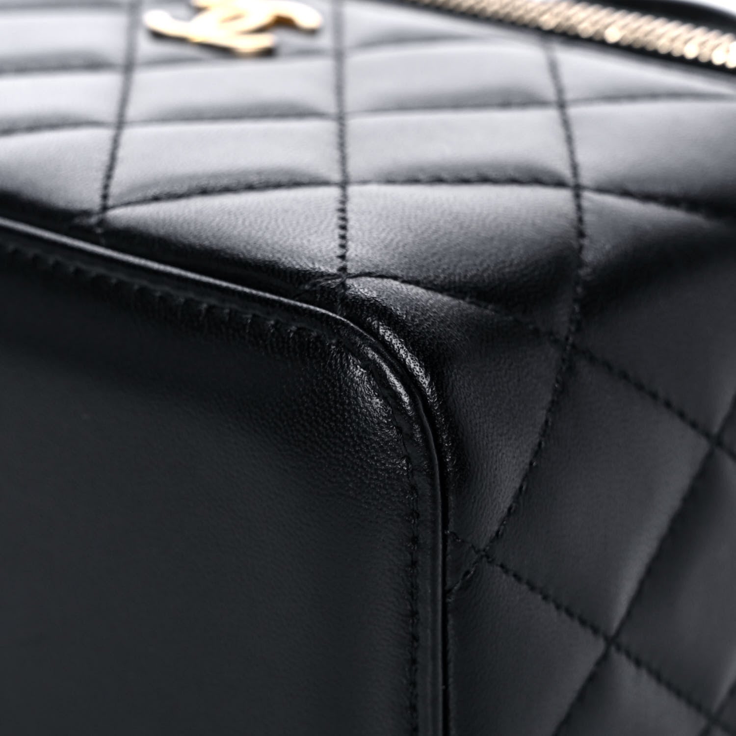 Chanel Lambskin Quilted Small Top Handle Vanity Case With Chain Black 10 of 14