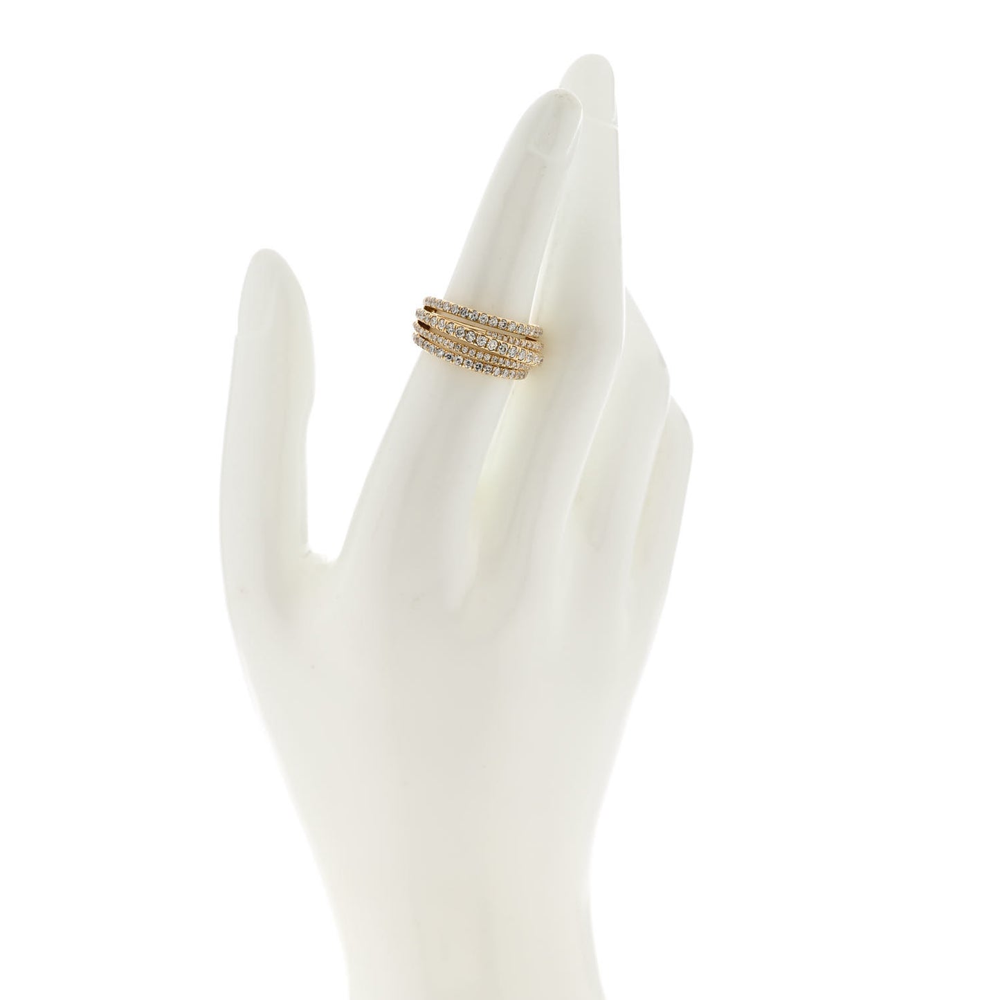 18K Yellow Gold Diamond Crossover 5-Row Ring 54 7