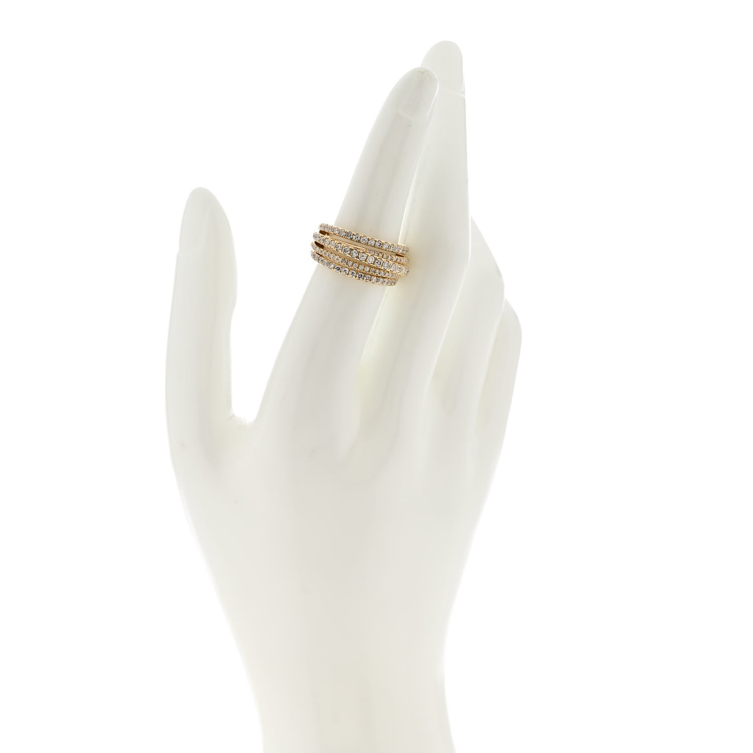David Yurman 18K Yellow Gold Diamond Crossover 5-Row Ring 54 7 2 of 4