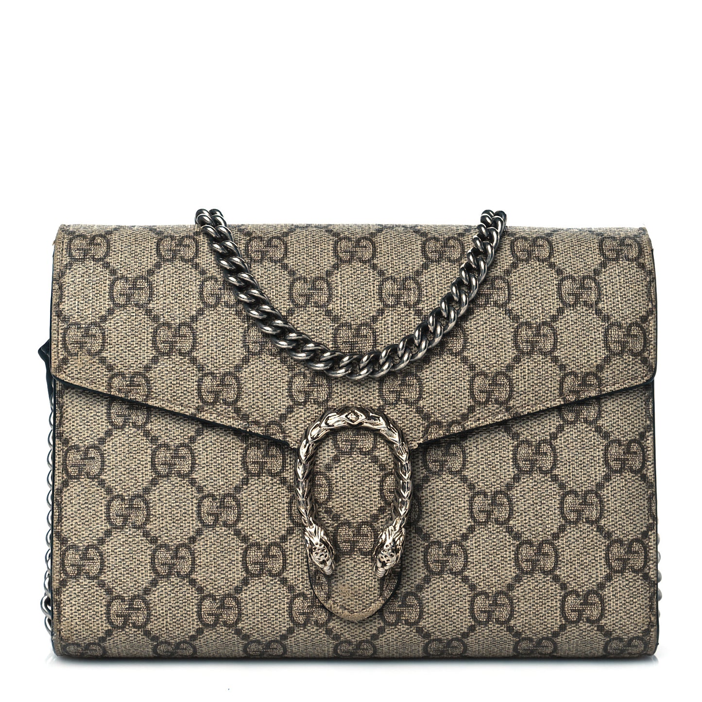GG Supreme Monogram Mini Dionysus Chain Wallet Beige Black