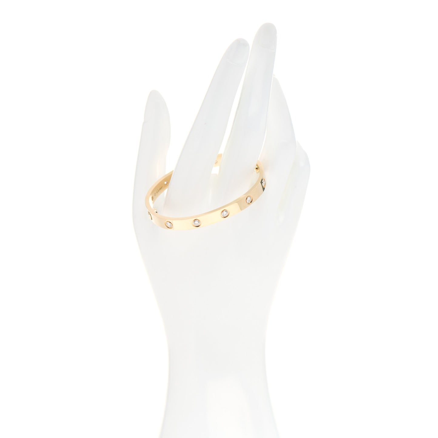 18K Yellow Gold 10 Diamond LOVE Bracelet 16