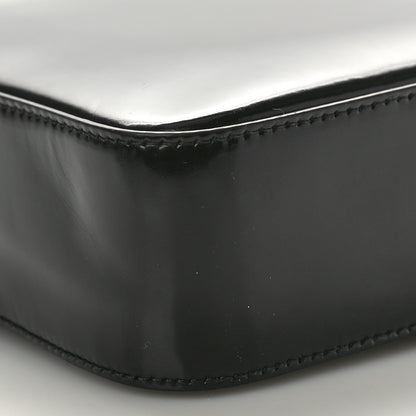 Prada Spazzolato Metal Triangle Logo Small Double Handle Crossbody Tote Black 10 of 10