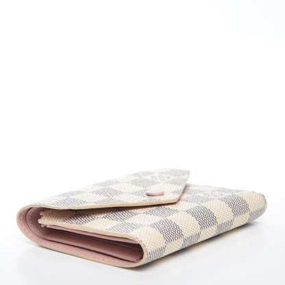 Louis Vuitton Damier Azur Victorine Wallet Rose Ballerine 3 of 6