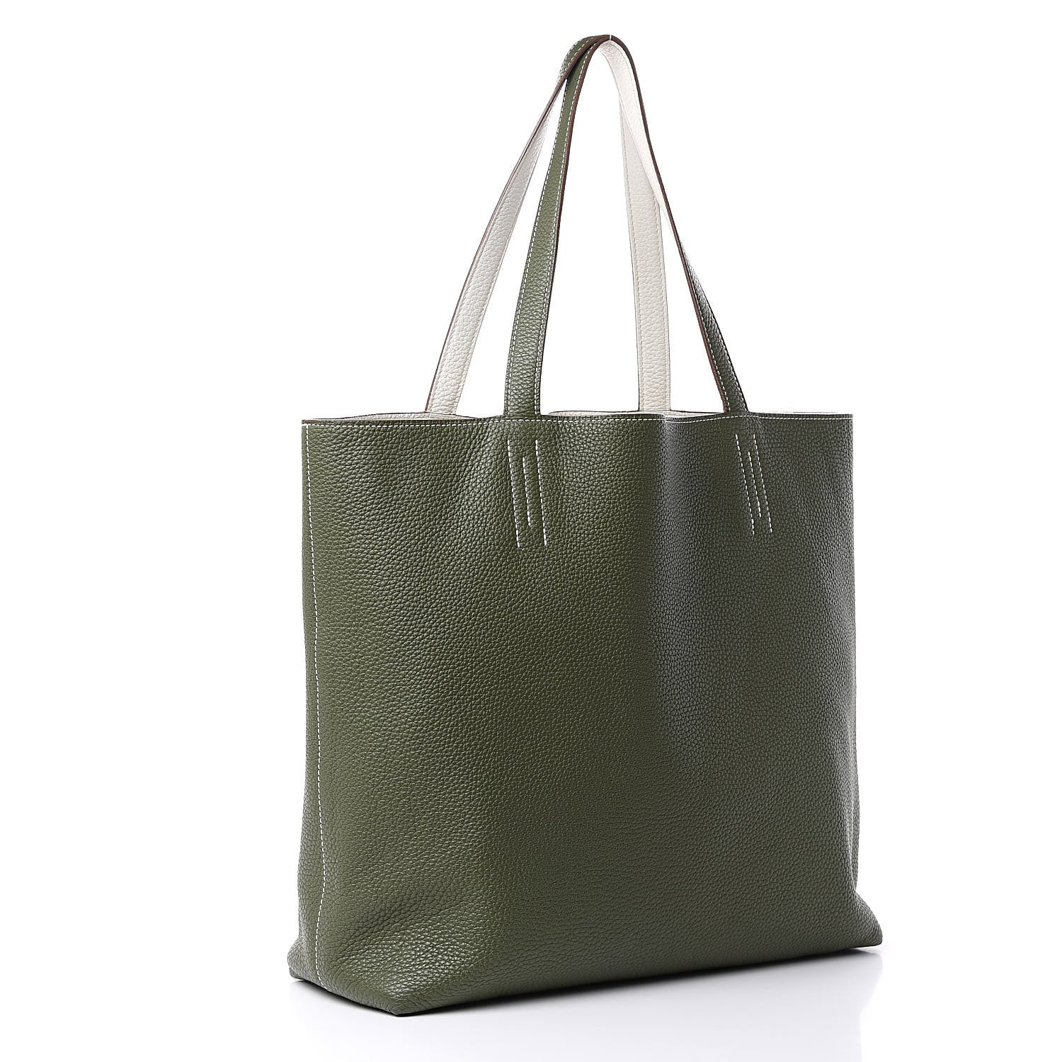 Hermes Taurillon Clemence Double Sens 36 Reversible Tote Canopee White 4 of 13