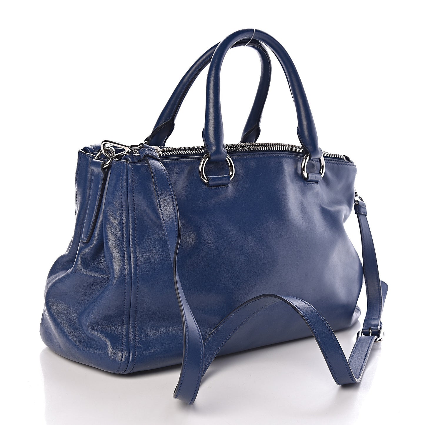 Soft Calf Double Zip Shoulder Bag Bleuette