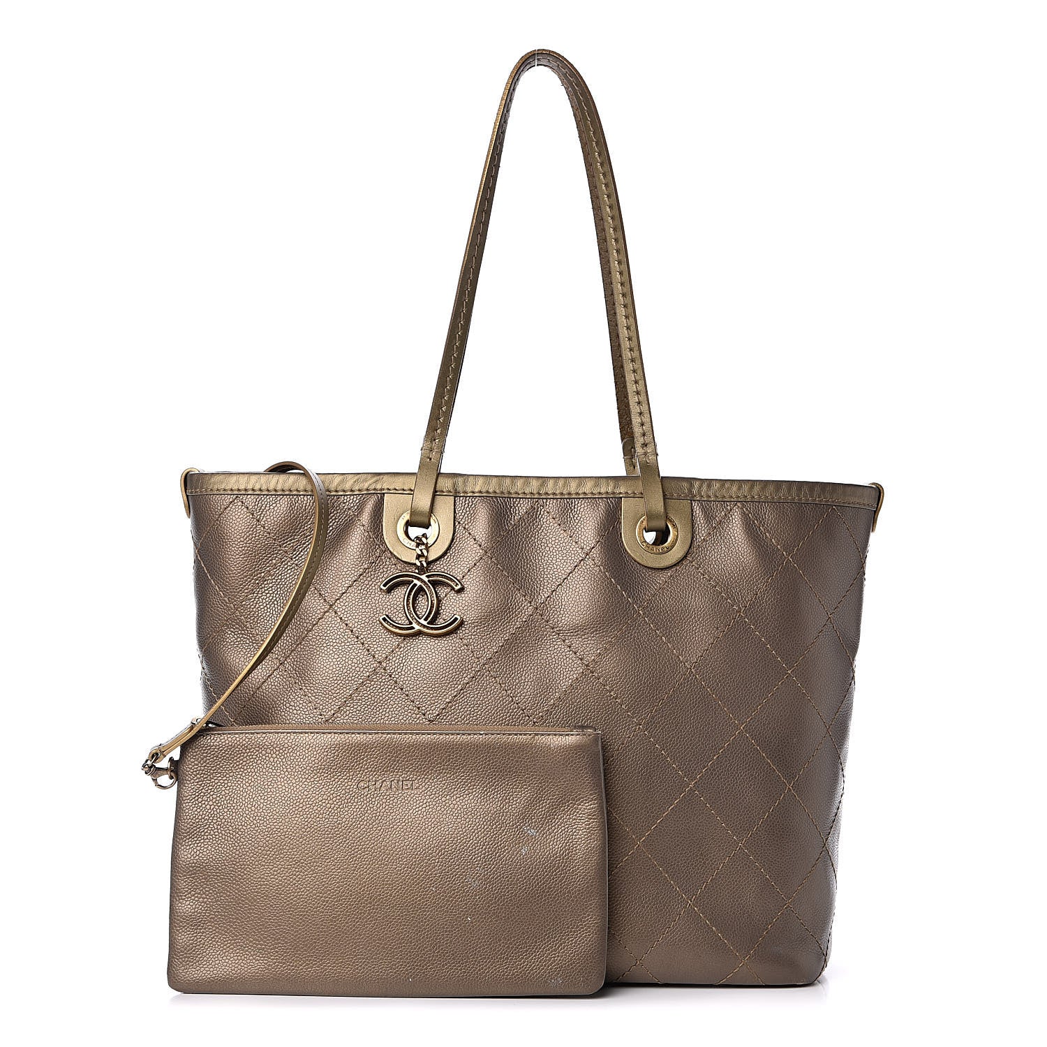 Chanel Grained Calfskin Large Shopping Fever Tote Gold 3 of 16