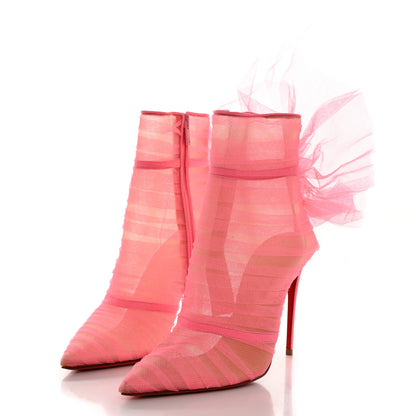 Christian Louboutin Tulle Nappa Libellibooty 100 Ankle Boots 39 Bubble Gum 3 of 7