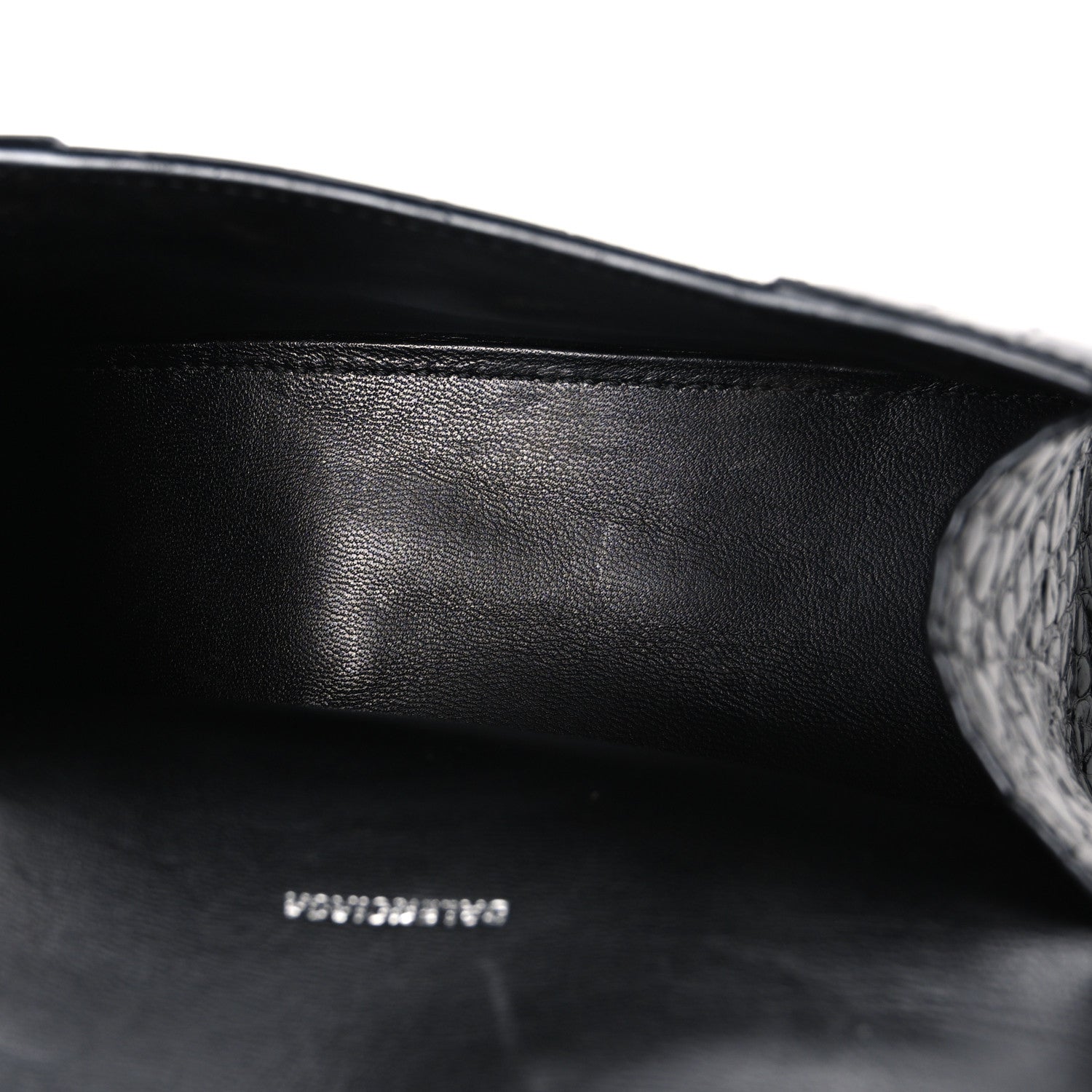 Balenciaga Shiny Calfskin Monochrome Crocodile Embossed Hourglass Top Handle Bag XS Black 5 of 10