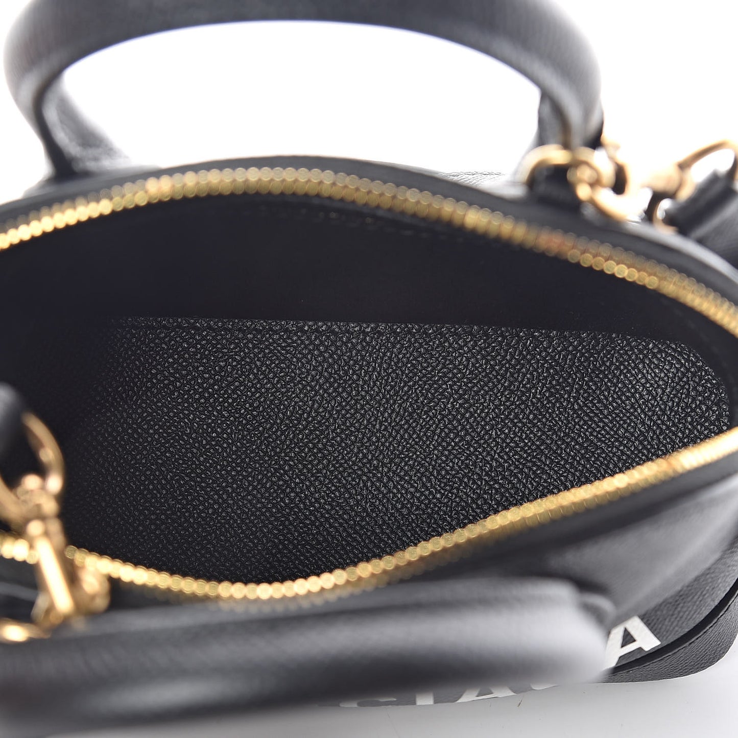 Signature Grained Calfskin XXS Ville Top Handle Bag Black White