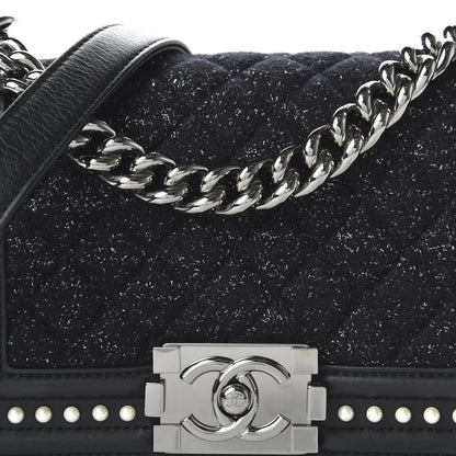 Chanel Calfskin Pearl Tweed Small Boy Flap Black 10 of 10