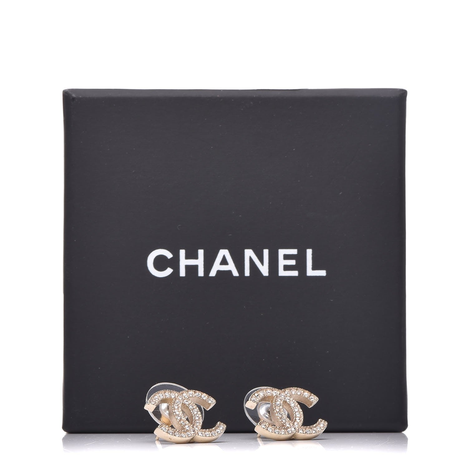 Chanel Crystal CC Earrings Gold 5 of 5