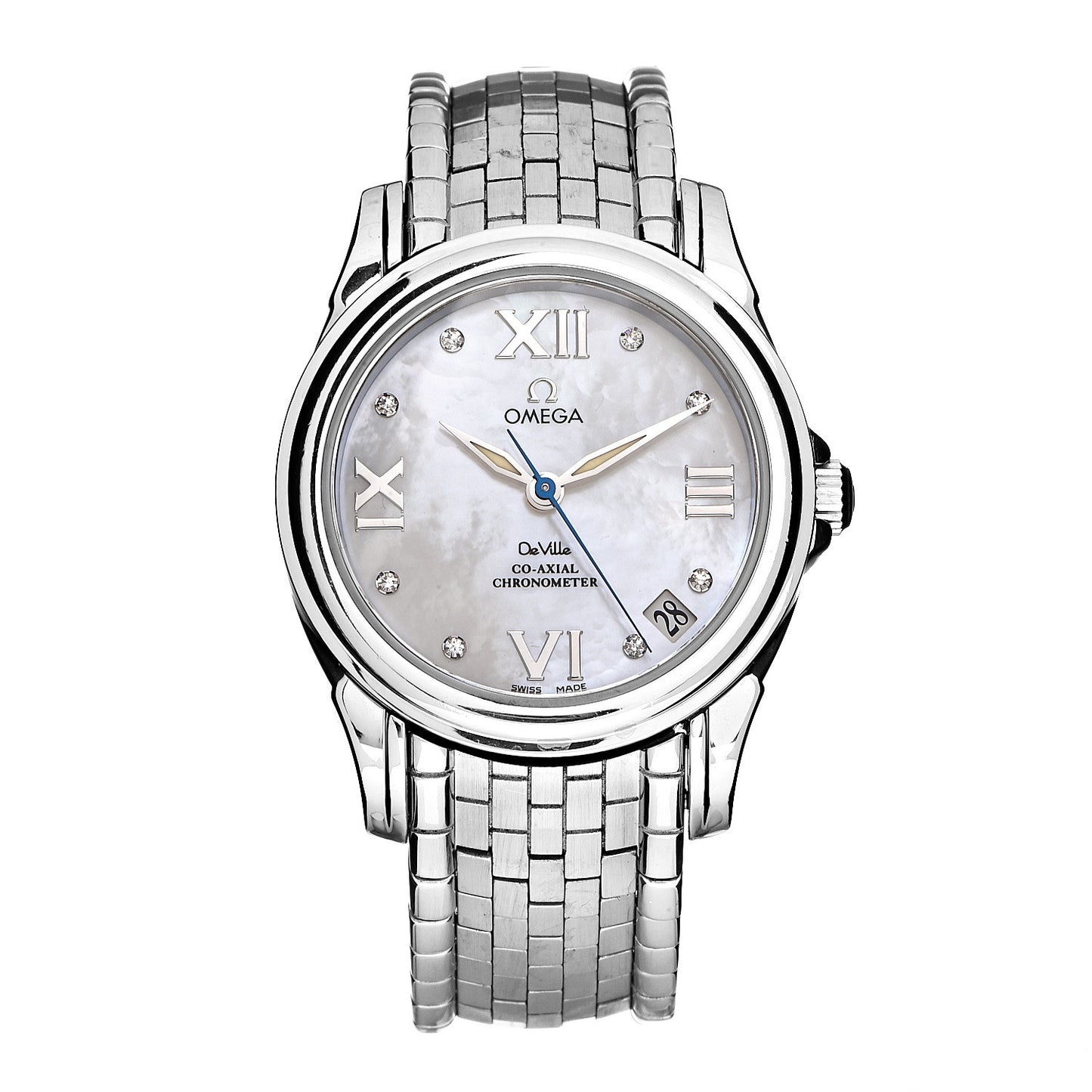 Stainless Steel Diamond Mother of Pearl 32mm De Ville Co-Axial Automatic Watch 4581.75.00