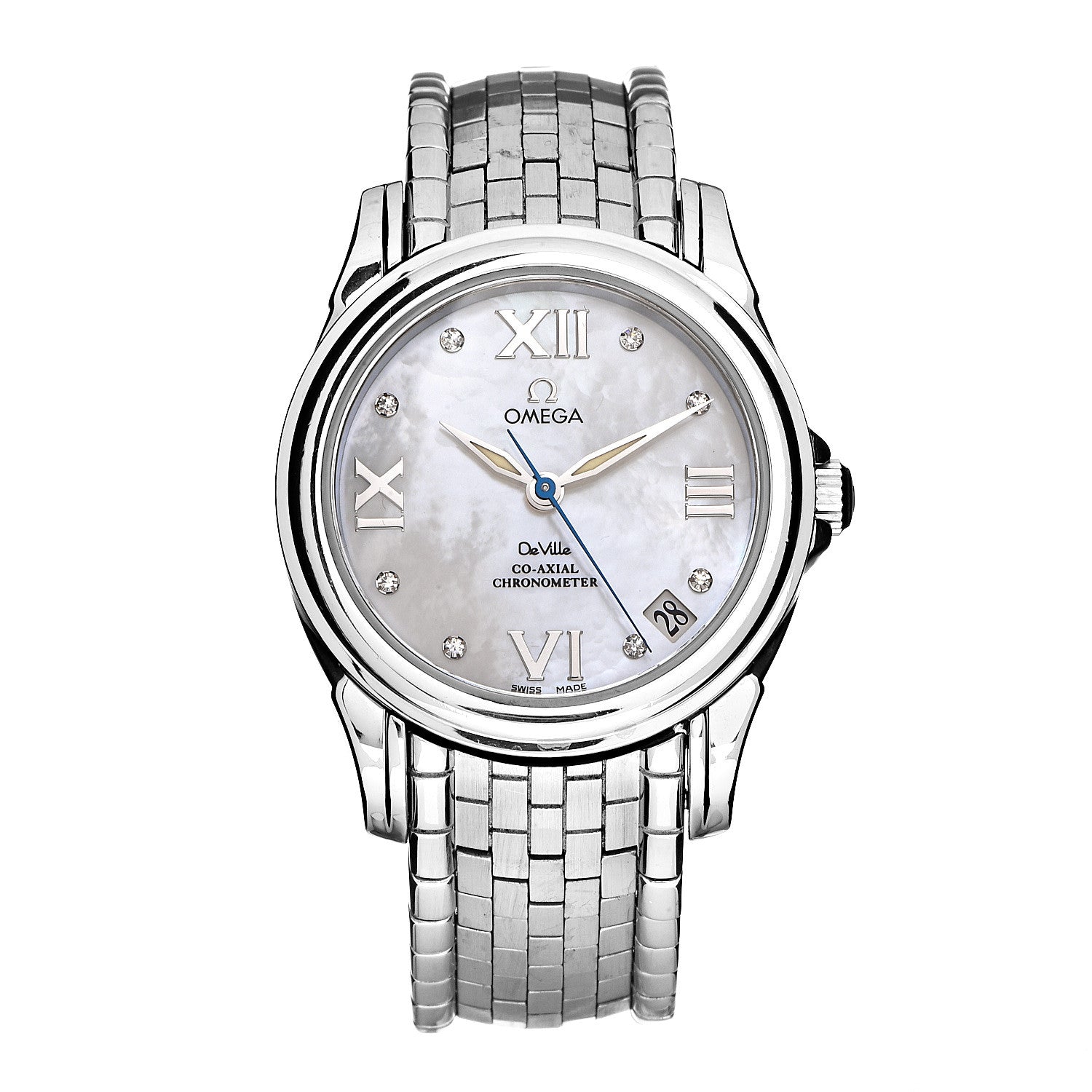 Omega Stainless Steel Diamond Mother of Pearl 32mm De Ville Co-Axial Automatic Watch 4581.75.00 1 of 7