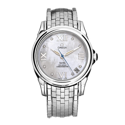 Omega Stainless Steel Diamond Mother of Pearl 32mm De Ville Co-Axial Automatic Watch 4581.75.00 1 of 7