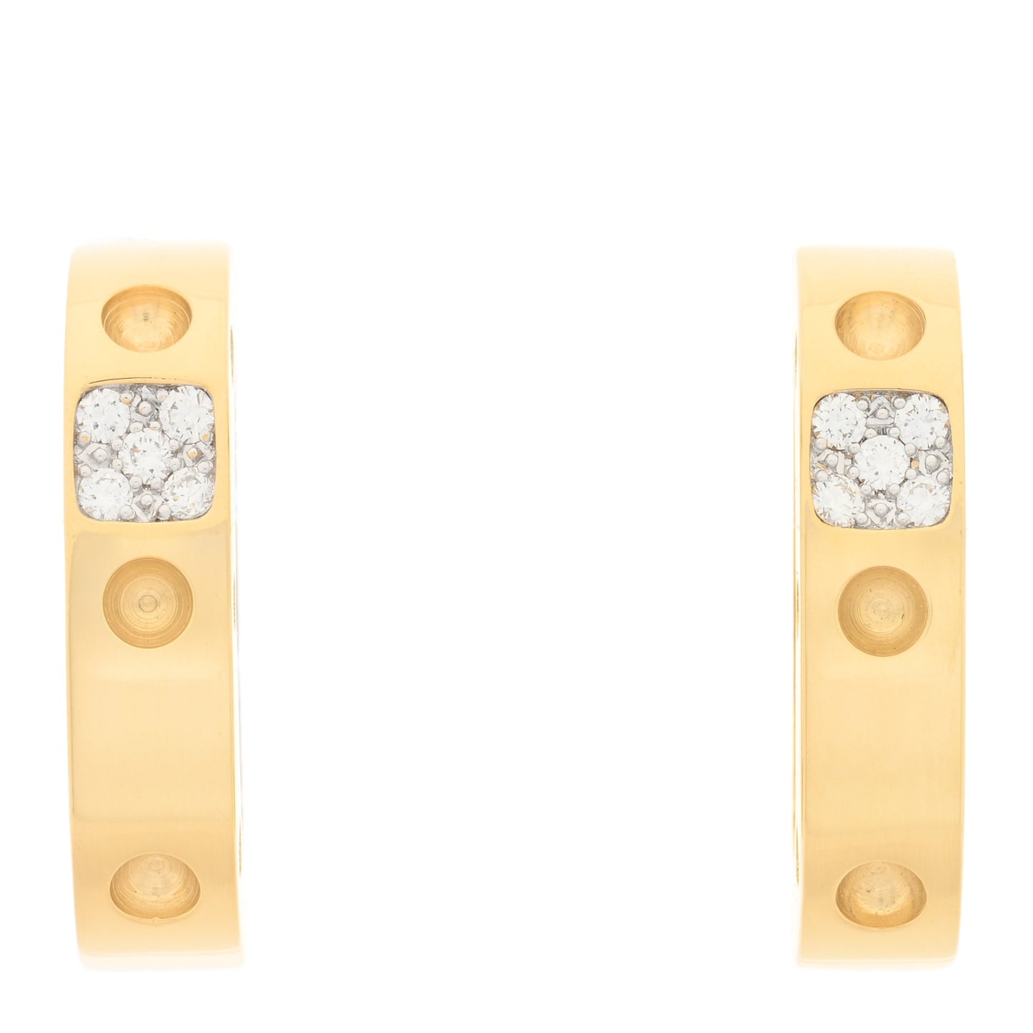 18K Yellow Gold Diamond Pois Moi Hoop Earrings