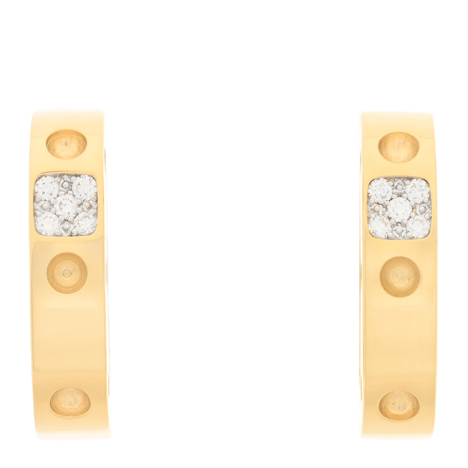 Roberto Coin 18K Yellow Gold Diamond Pois Moi Hoop Earrings 1 of 5