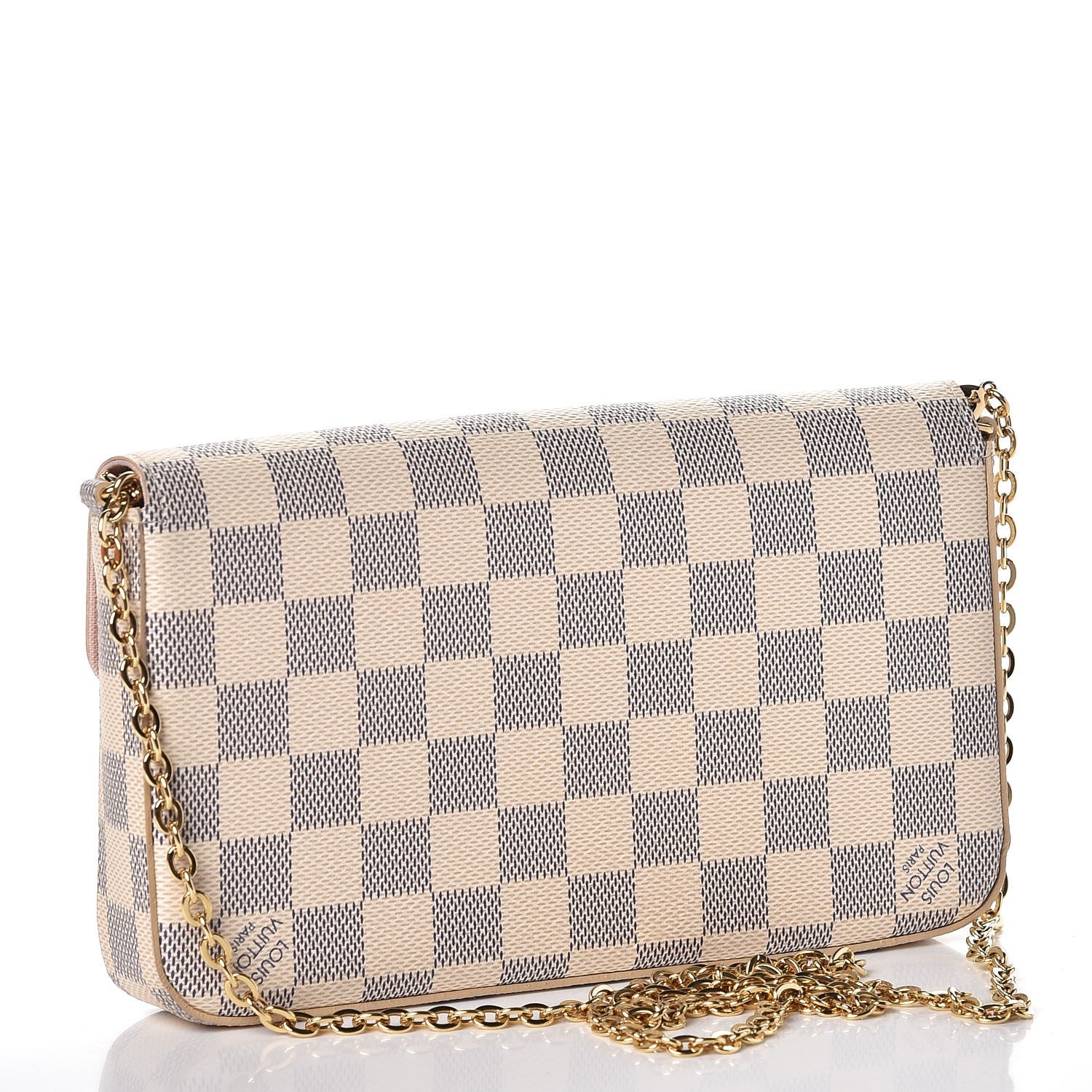 Louis Vuitton Damier Azur Pochette Felicie Chain Wallet Rose Ballerine 3 of 13