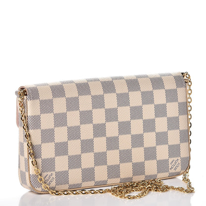 Louis Vuitton Damier Azur Pochette Felicie Chain Wallet Rose Ballerine 3 of 13