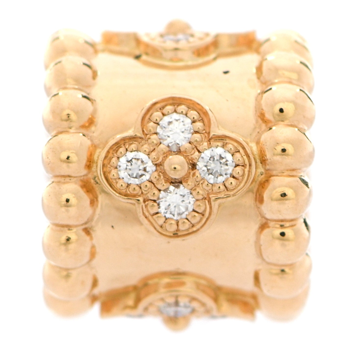 18K Yellow Gold Diamond Perlee Clovers Pendant