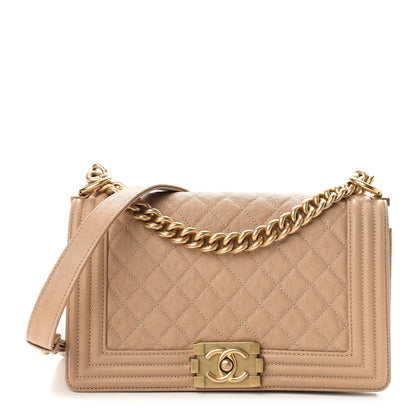 Chanel Caviar Quilted Medium Boy Flap Beige 1 of 10