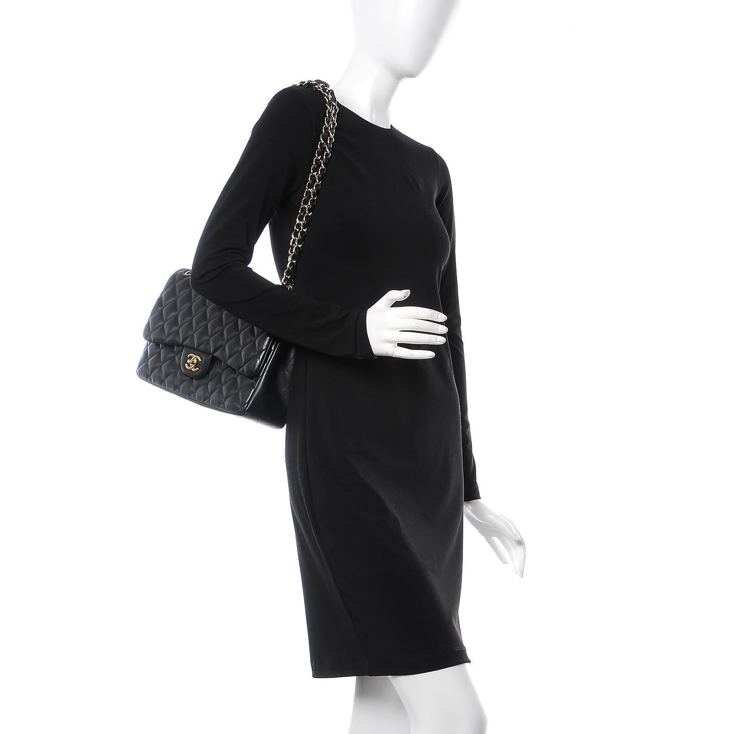 Chanel Lambskin Quilted Jumbo Double Flap Black 2 of 12