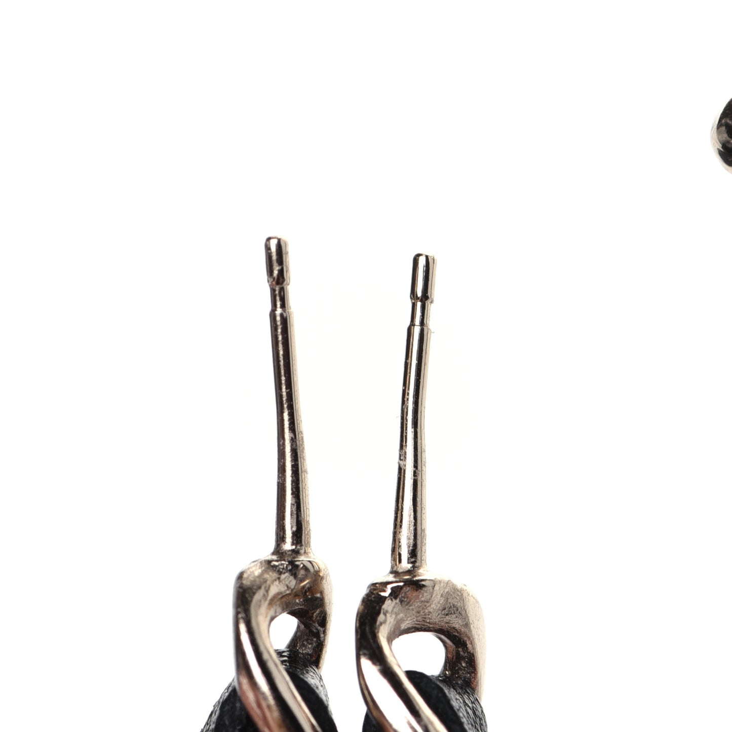 Lambskin Pearl More Is More CC Chain Hoop Earrings Gold Black