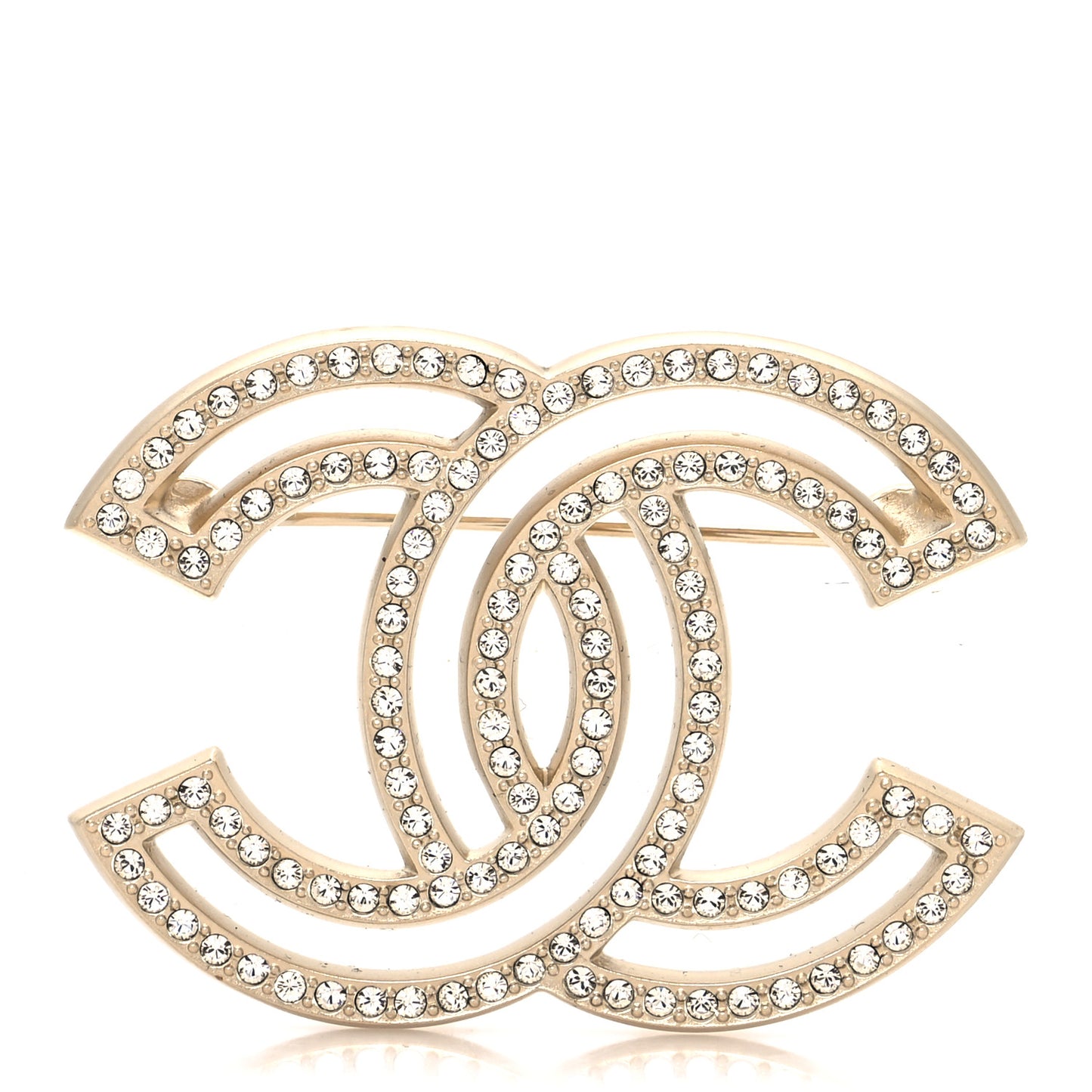 Crystal CC Brooch Light Gold