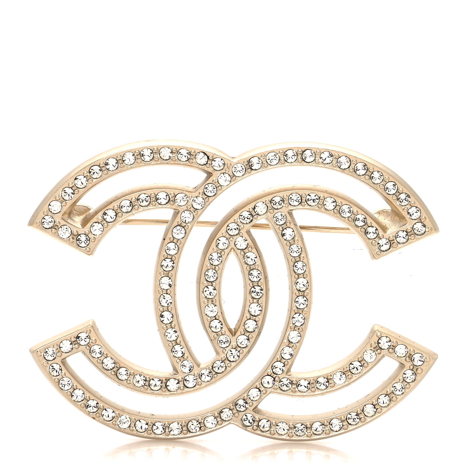 Chanel Crystal CC Brooch Light Gold 1 of 4