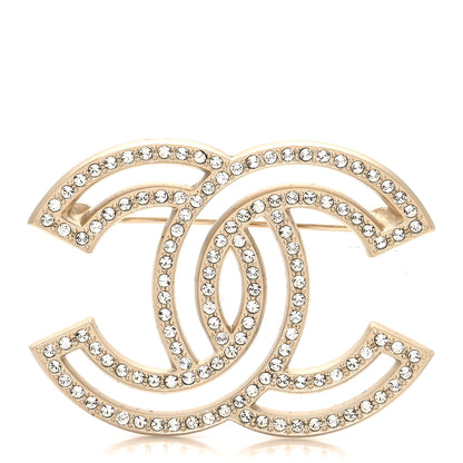Chanel Crystal CC Brooch Light Gold 1 of 4