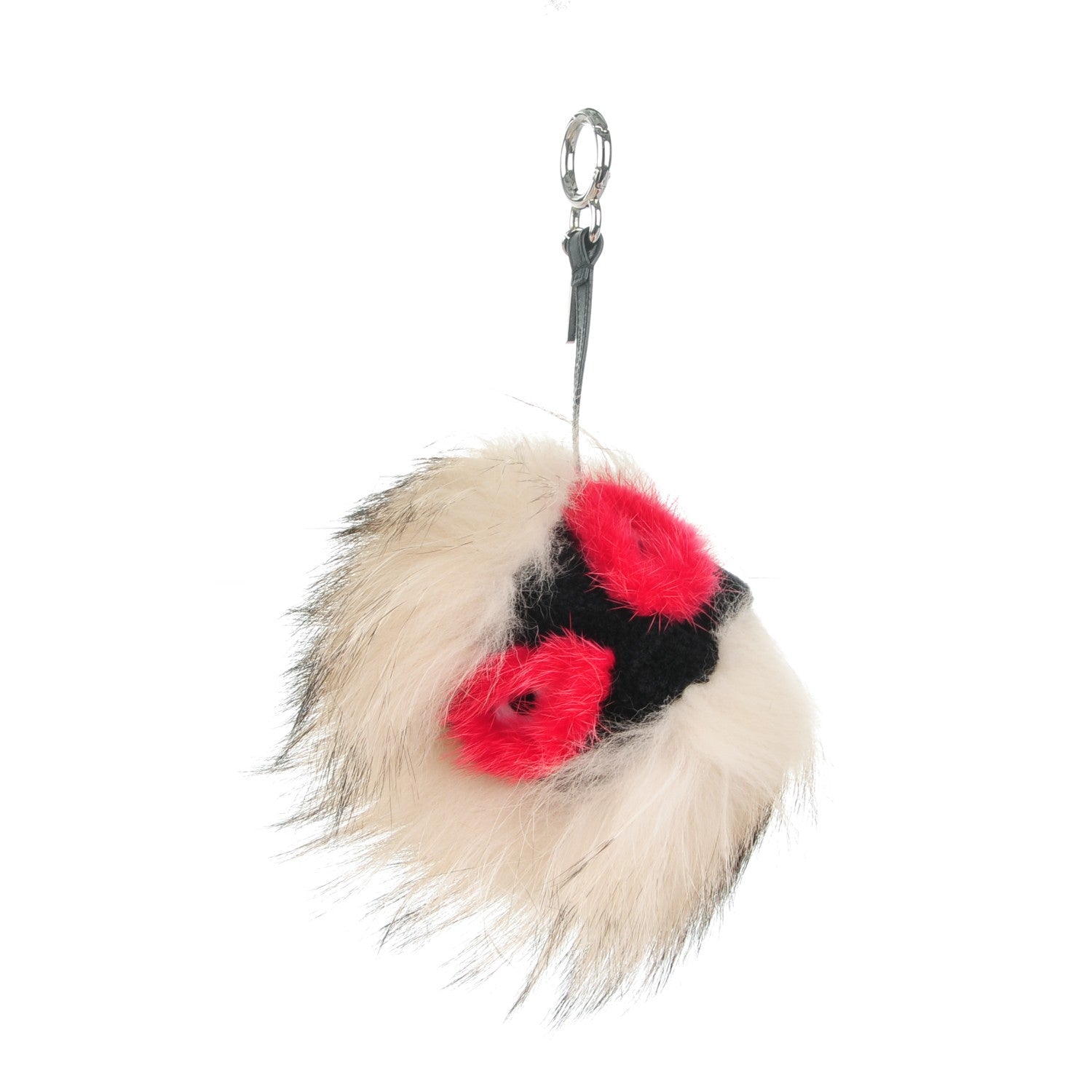 Fendi Mink Fox Rabbit Fur Vitello Flamingo Kurioso Monster Bag Bug Charm Beige Multicolor Black 1 of 4