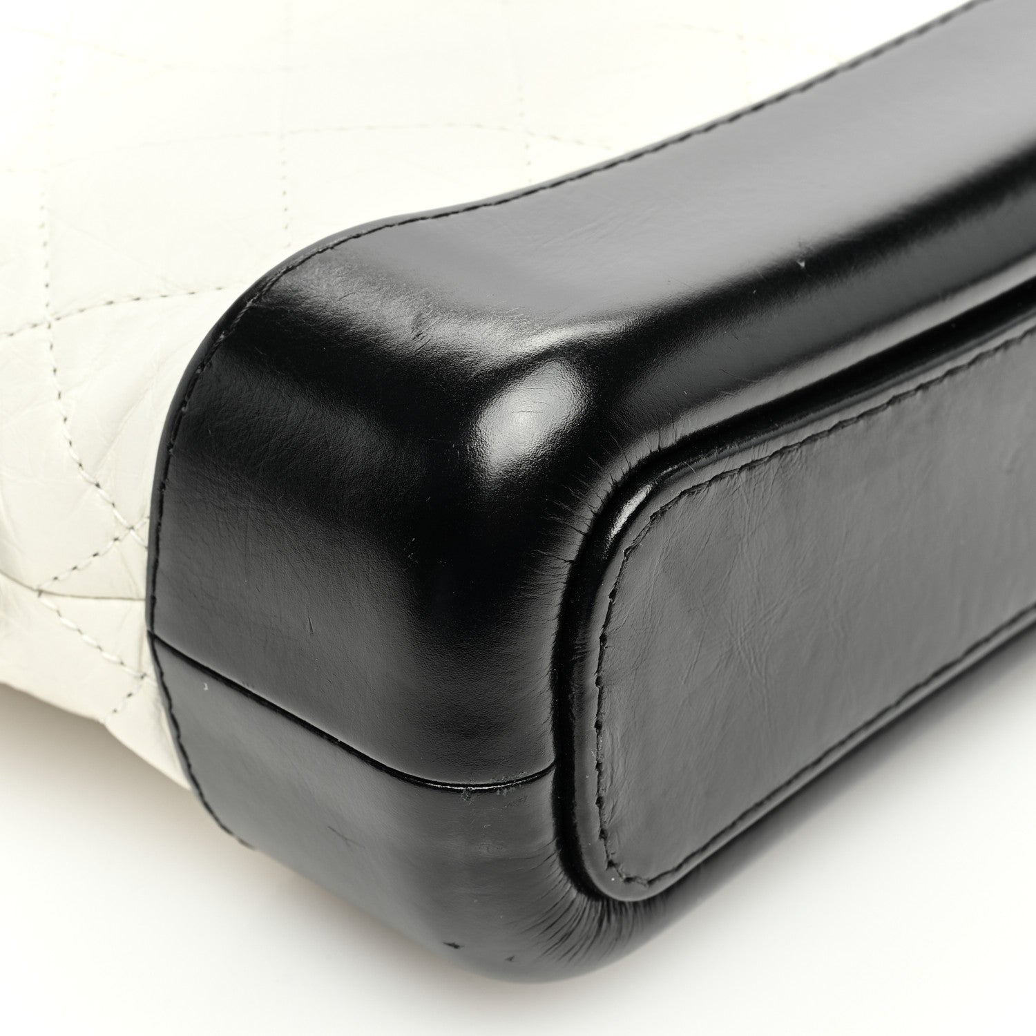 Chanel Aged Calfskin Quilted Small Gabrielle Hobo Black White 9 of 10