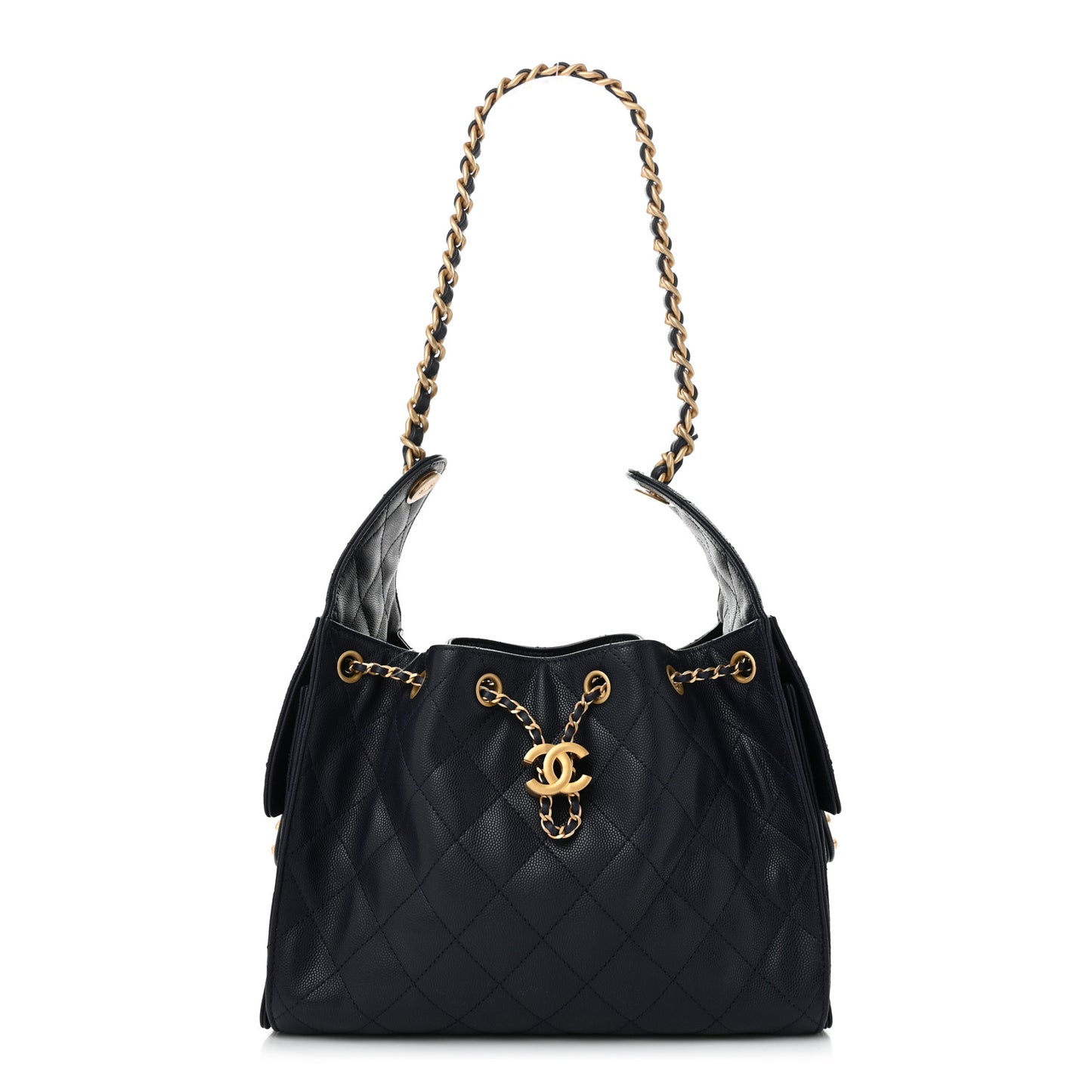 Caviar Quilted Small Chanel 25 Handbag Dark Navy