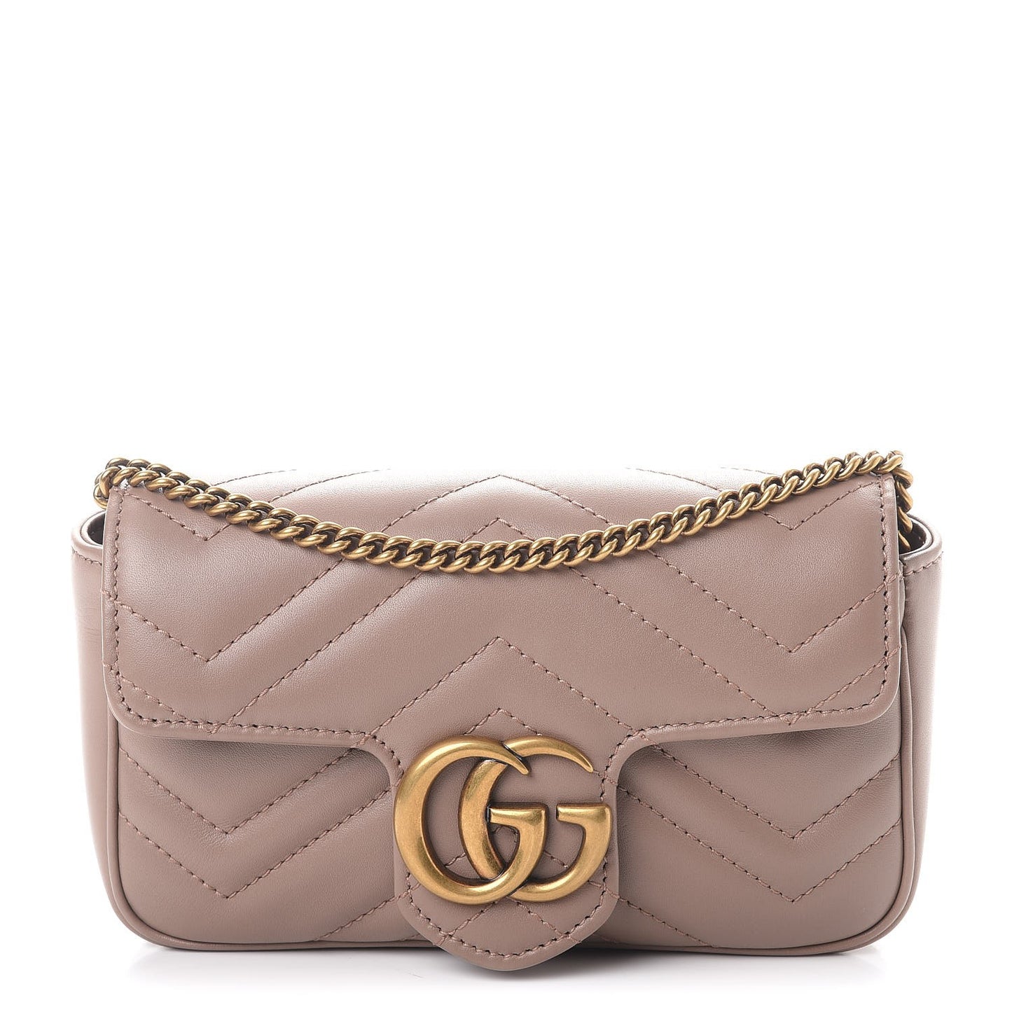 Calfskin Matelasse Super Mini GG Marmont Shoulder Bag Porcelain Rose