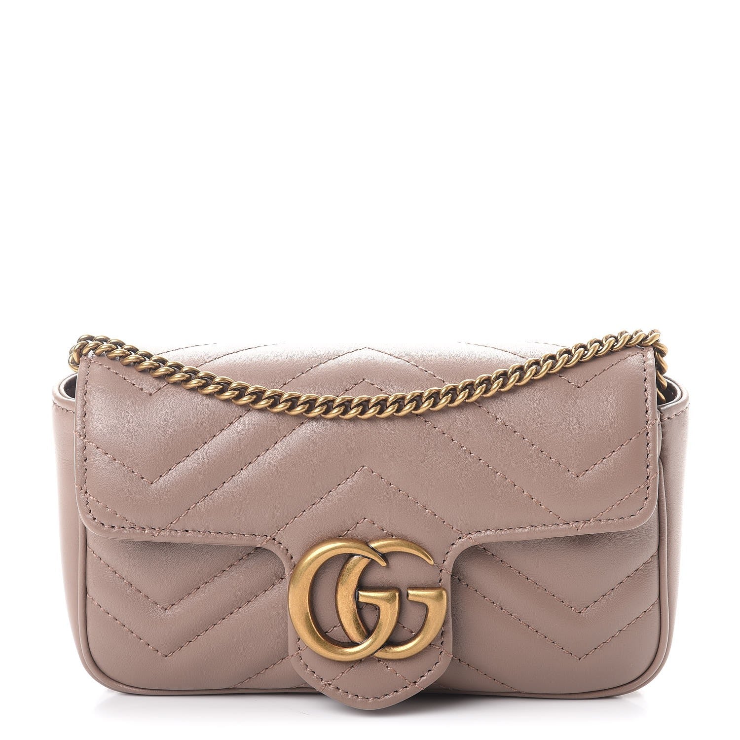 Gucci Calfskin Matelasse Super Mini GG Marmont Shoulder Bag Porcelain Rose 1 of 10