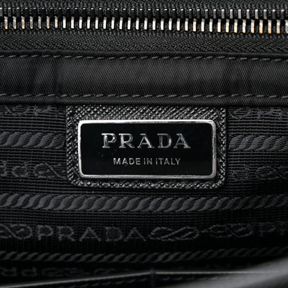 Prada Tessuto Nylon Saffiano Large Double Snap Buckle Messenger Bag Black 6 of 9