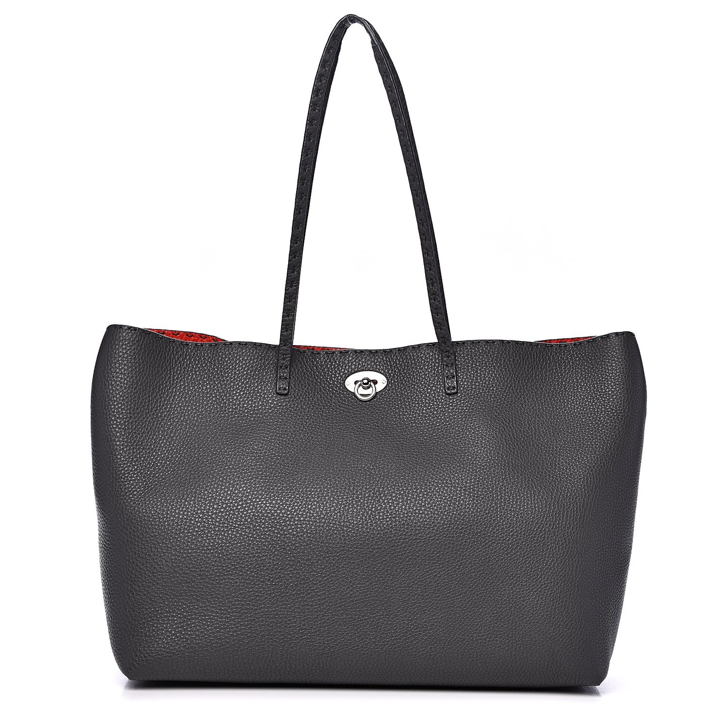 Cuoio Romano Selleria Bi-Color Large Carla Shopping Tote Asfalto Papavero