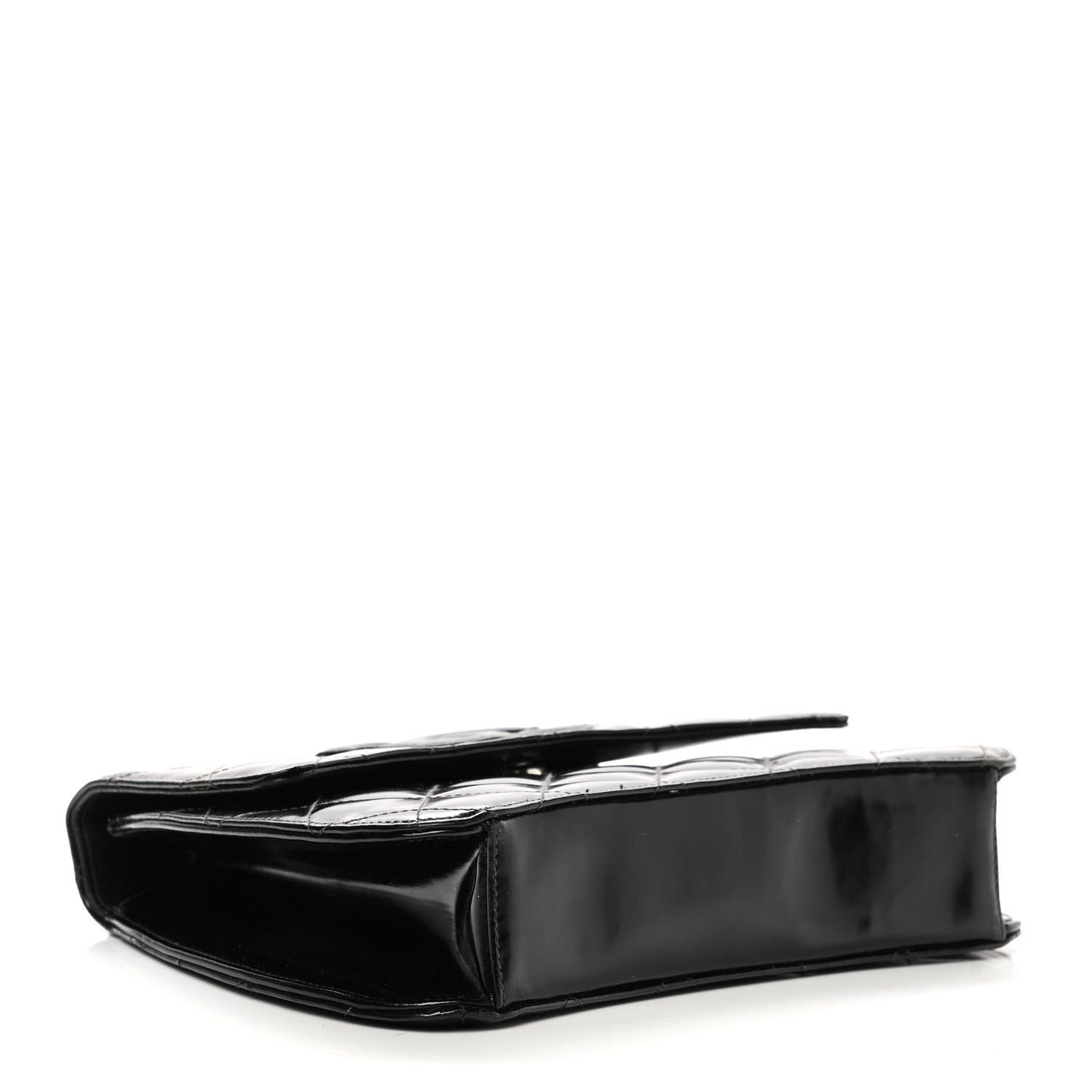 Glazed Calfskin Quilted Coco ID Chain Bag Black